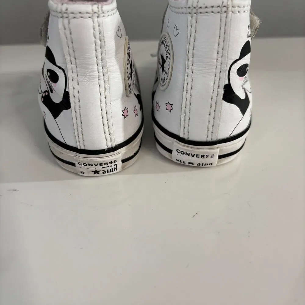 Converse All Star Panda Chuck Taylor Hi Top White Pink Toddler Girls Size 6